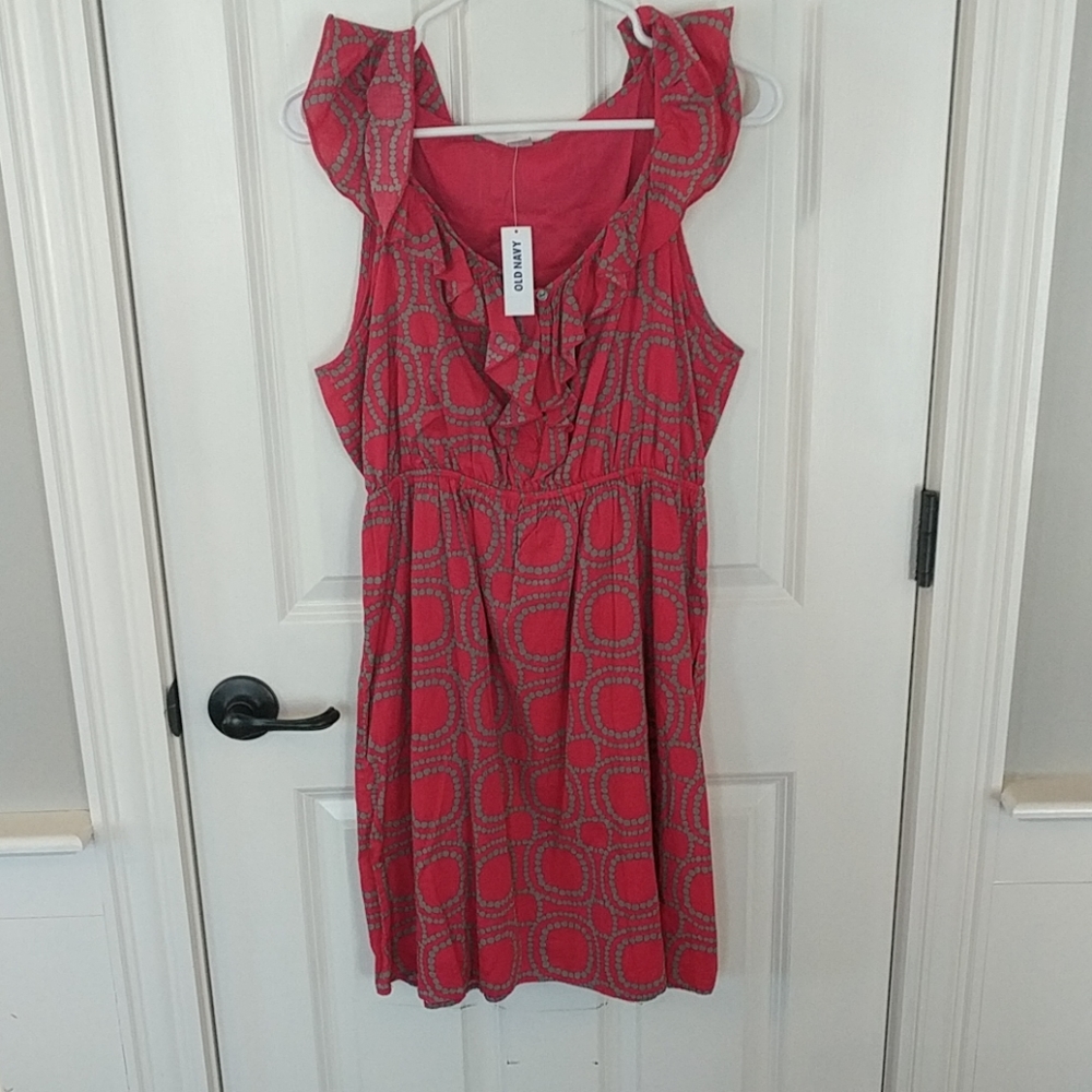 Red and grey dress